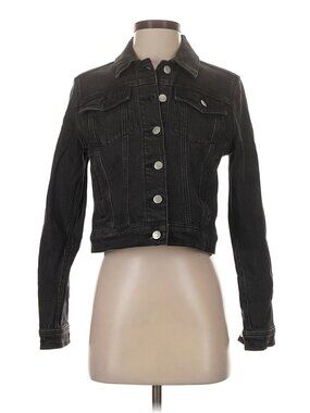 Joe’s Jeans Washed Black Cropped Denim Trucker Jacket Size Small